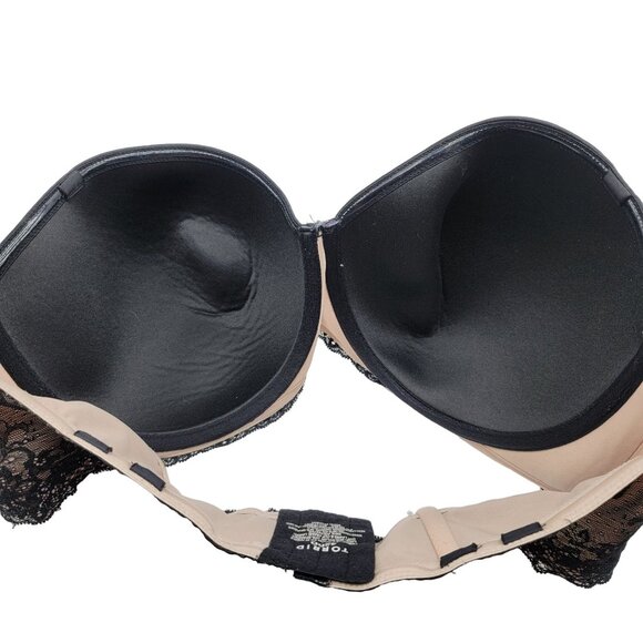 Torrid Multiway Bra Black 42DD Padded Lace Wings Strapless Underwire No Strap - Picture 4 of 7